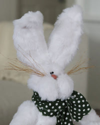 Fuzzy Bunny with Polka Dot Green Scarf