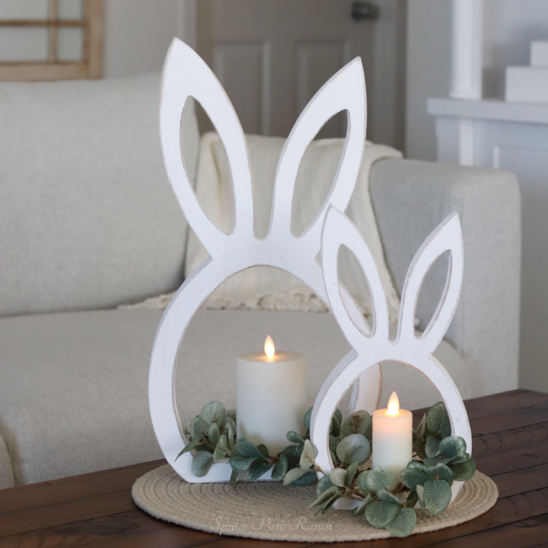 White Wood Bunny Head Cutout