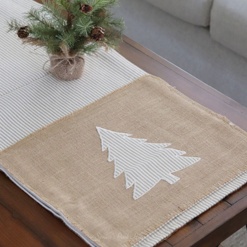 Modern Farmhouse Christmas Table Runner 72"