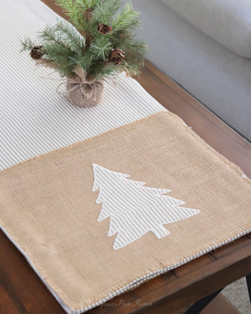 Modern Farmhouse Christmas Table Runner 72"