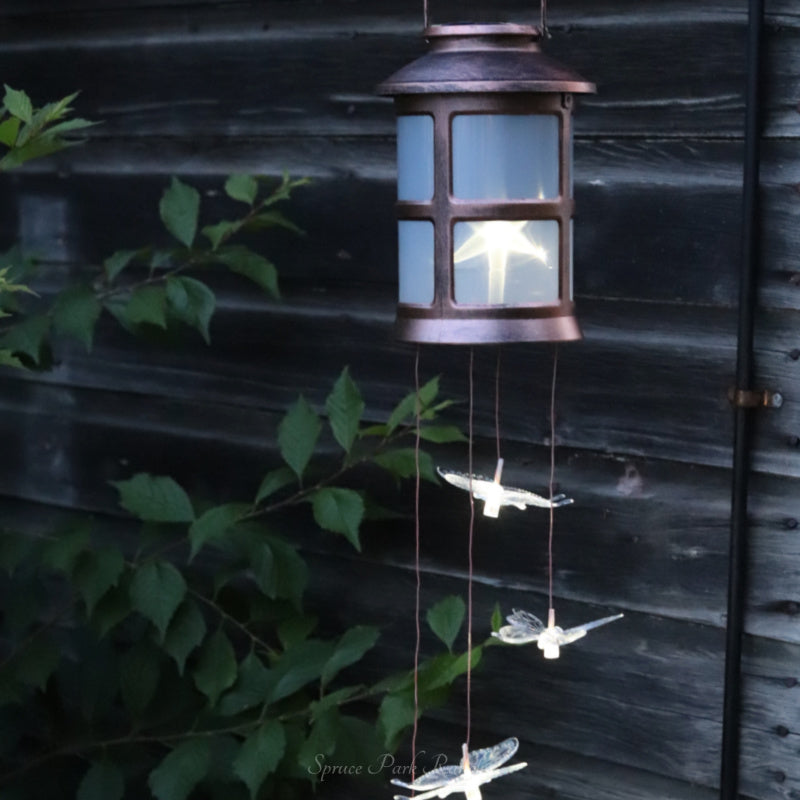 Bronze Butterfly Solar Hanging Lantern