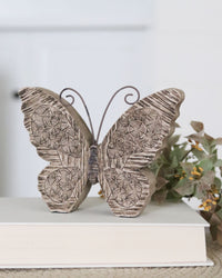 Carved Look Neutral Resin Butterfly