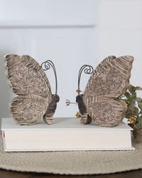 Carved Look Neutral Resin Butterfly