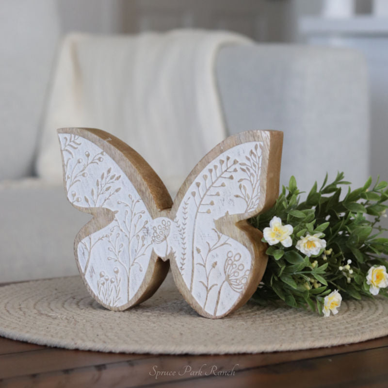 Flower-Engraved Butterfly Block