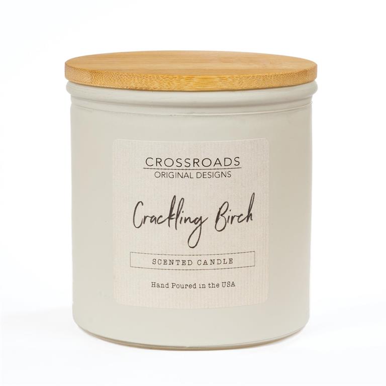 Crossroads Crackling Birch Coloured Glass Jar Candle 14oz