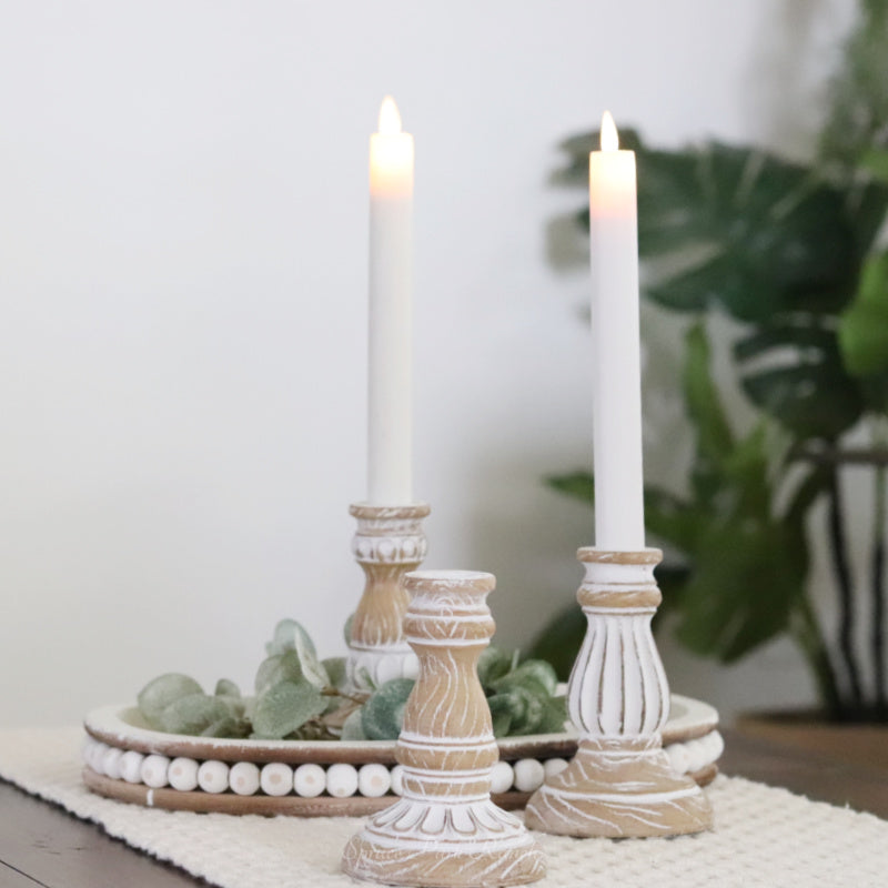 Whitewashed Candle Stick Holder