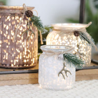 Ribbed Glass With Antler Candle Holder