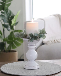 Mango Wood Candle Holder White