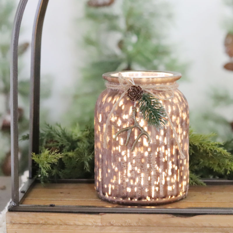 Ribbed Glass With Antler Candle Holder