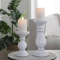 Mango Wood Candle Holder White