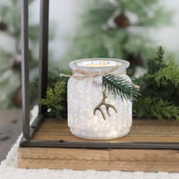 Ribbed Glass With Antler Candle Holder