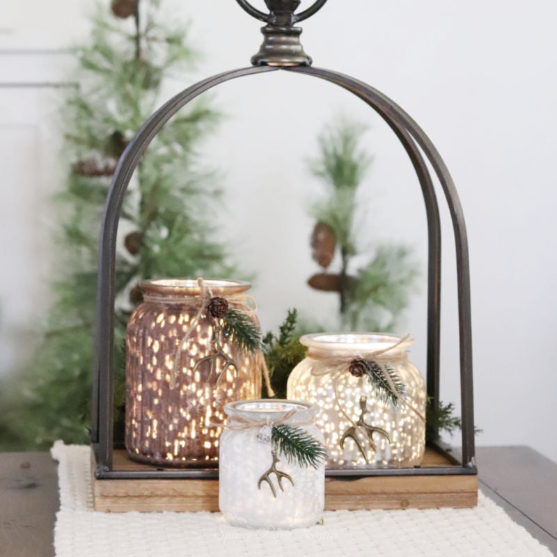 Ribbed Glass With Antler Candle Holder