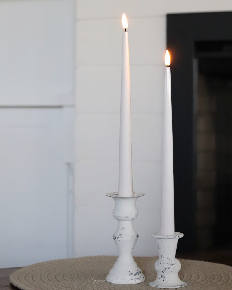 Deluxe Home Ivory LED Shiny Tapers Candle Set