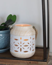 Ceramic Lantern with Flower Cutout