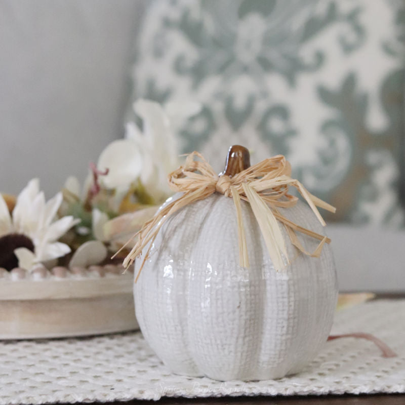 Ceramic Pumpkin With Raffia