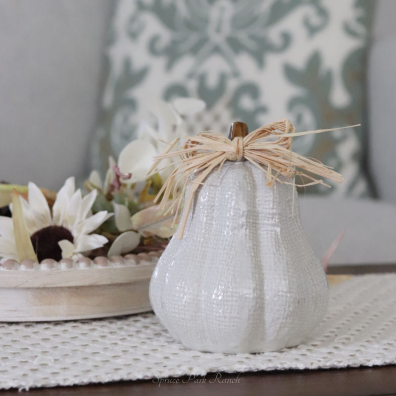 Ceramic Pumpkin With Raffia