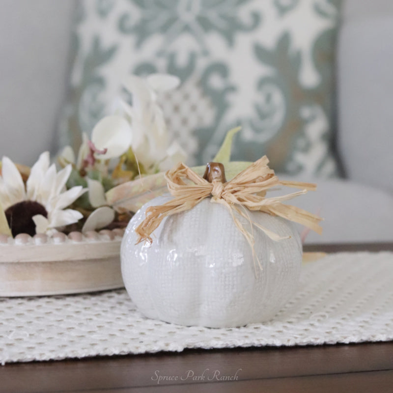 Ceramic Pumpkin With Raffia