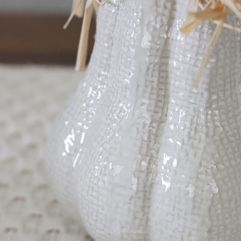 Ceramic Pumpkin With Raffia