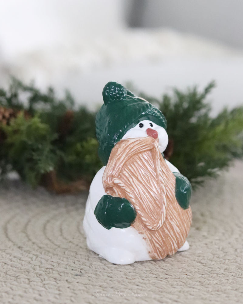 Ceramic Snowman With Sled