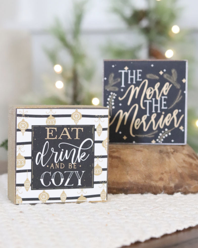 Christmas Sentiment Wood Block Decor