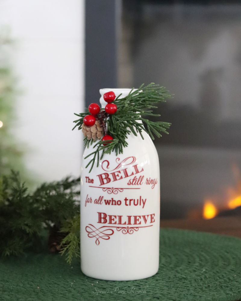 White Ceramic Christmas Message Bottle