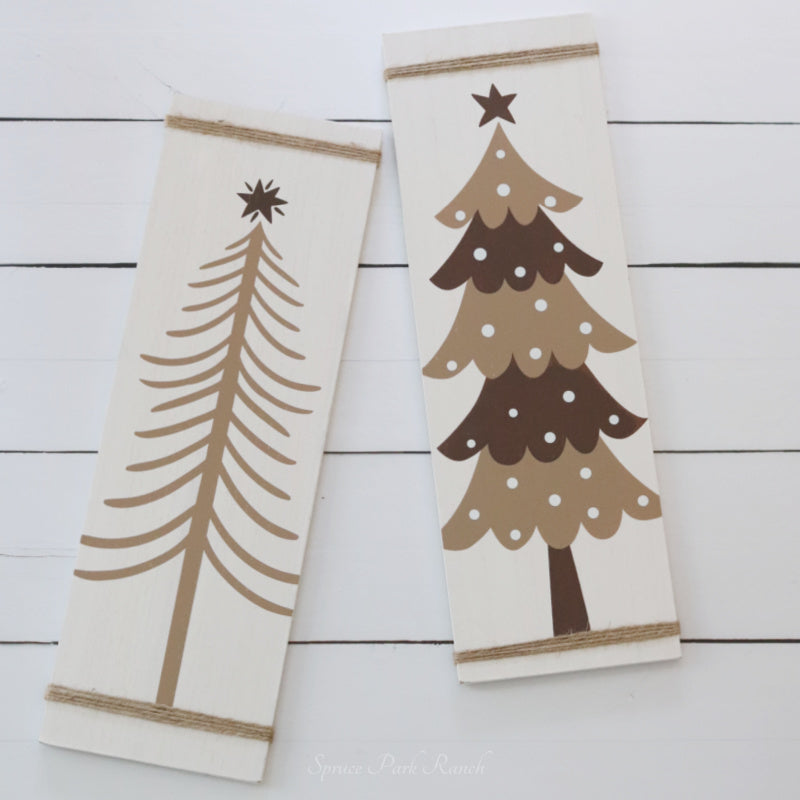 Scandi Christmas Leaning Tree Signs