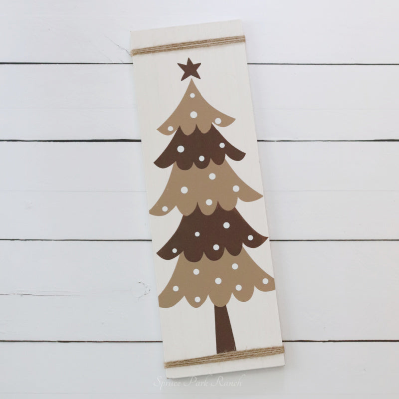 Scandi Christmas Leaning Tree Signs