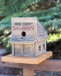 Cook County Saloon Birdhouse With Oilers Logo