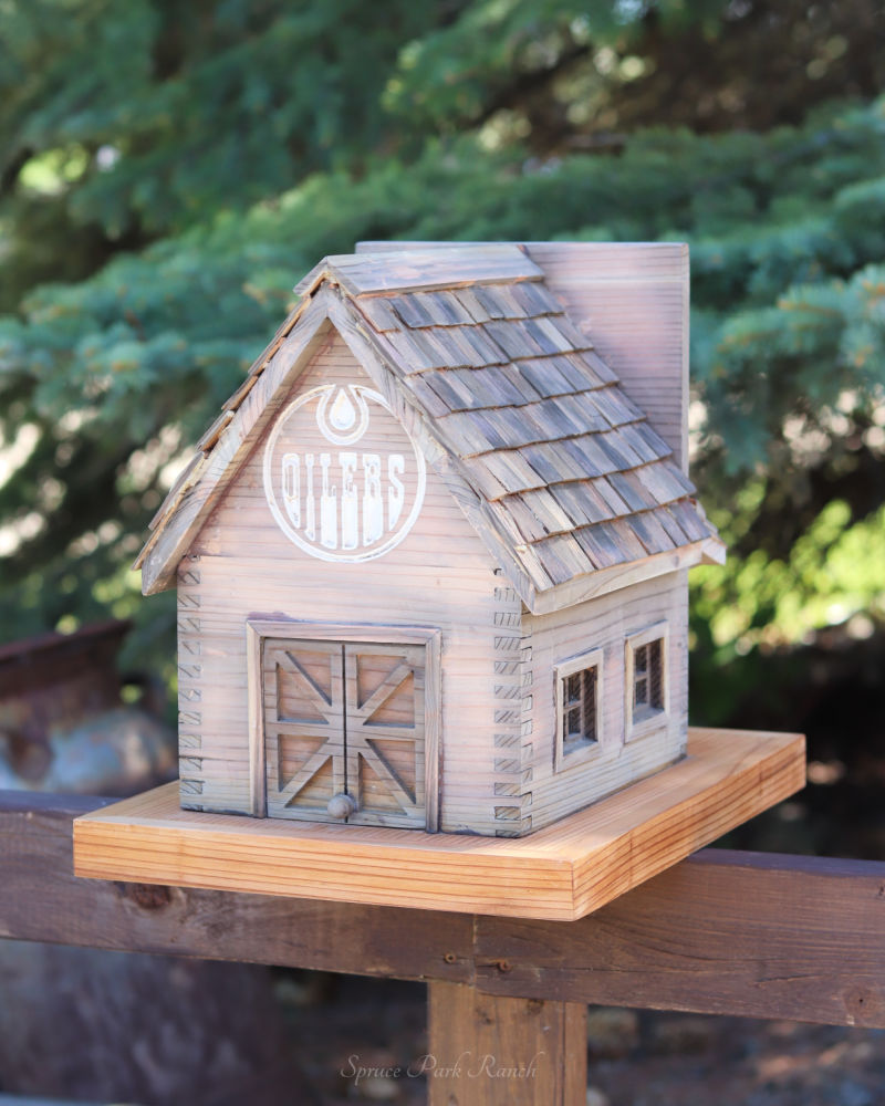 Cook County Saloon Birdhouse With Oilers Logo