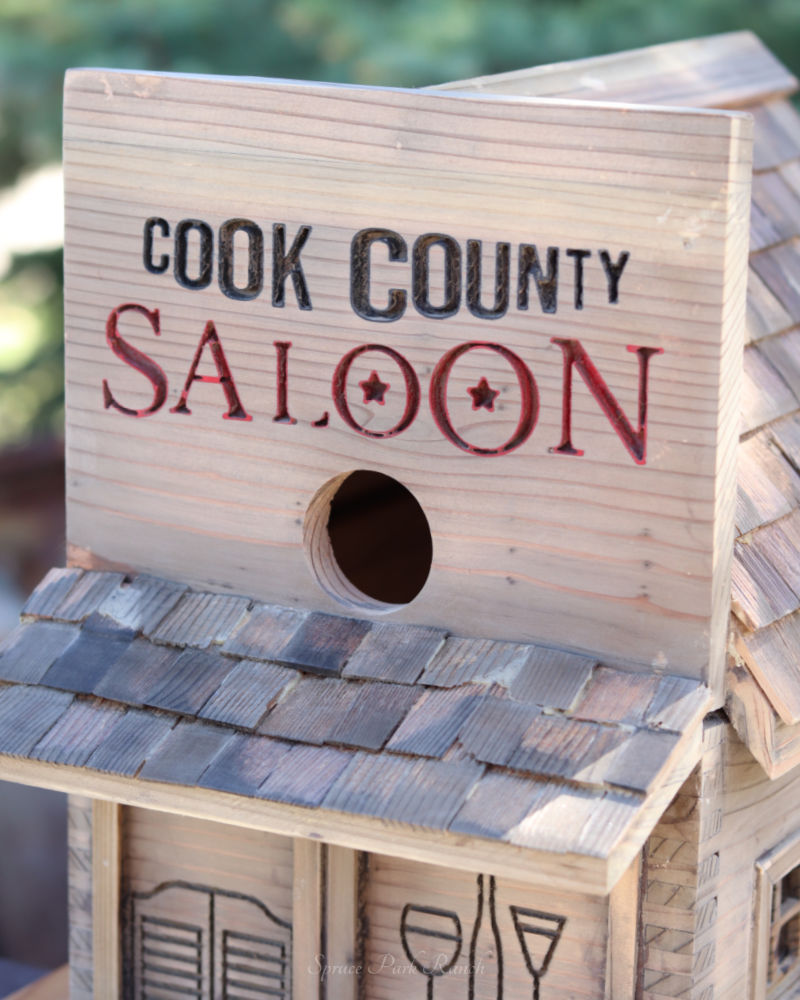 Cook County Saloon Birdhouse With Oilers Logo