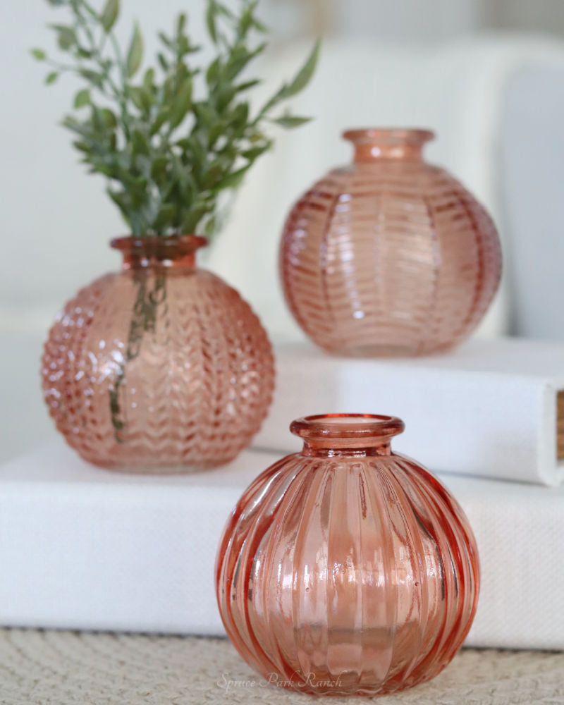 Coral Chubby Glass Bud Vase