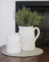 Distressed White Ceramic Crackle Jug