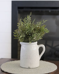 Distressed White Ceramic Crackle Jug