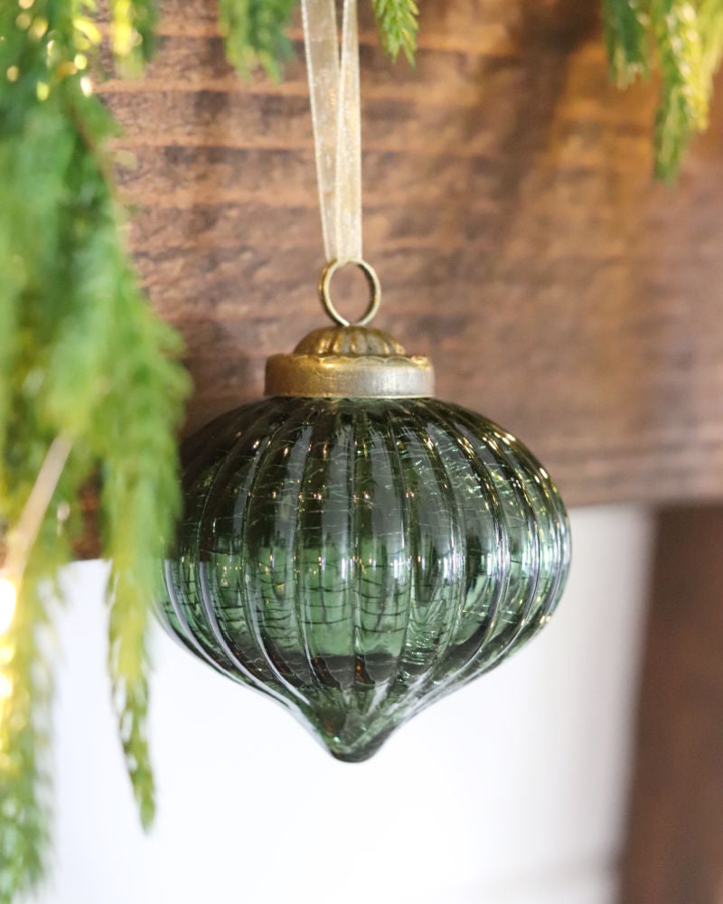 Crackled Green Glass Ornament