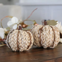 Cream Braided Cornhusk Pumpkin