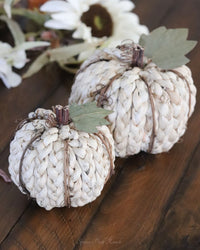 Cream Braided Cornhusk Pumpkin