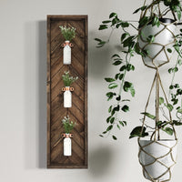 Long Mini Flat Bottles Hanger Wood Frame Herringbone