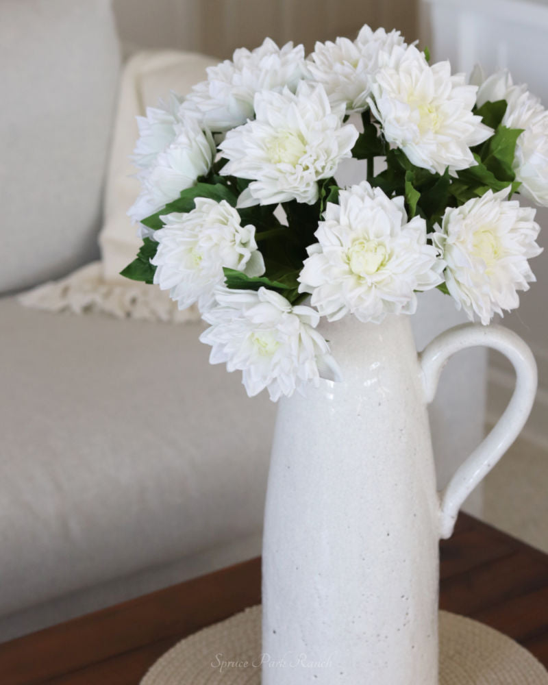 Dahlia White Real Touch Stem 21"