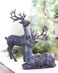 Black Carved Look Resin Deer