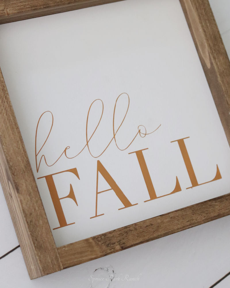 Hello Fall Wood Sign Orange