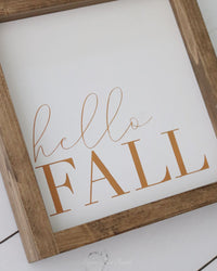 Hello Fall Wood Sign Orange