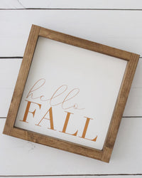 Hello Fall Wood Sign Orange