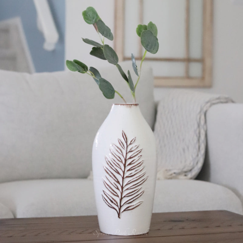 Fern Speckled Ceramic Vase