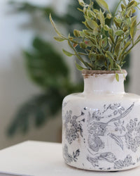 Mini White and Grey Floral Vase