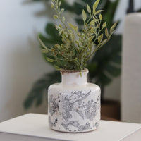 Mini White and Grey Floral Vase