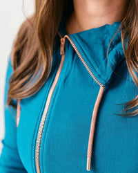 Moroccan Blue With Rose Gold Full Zip Hoodie