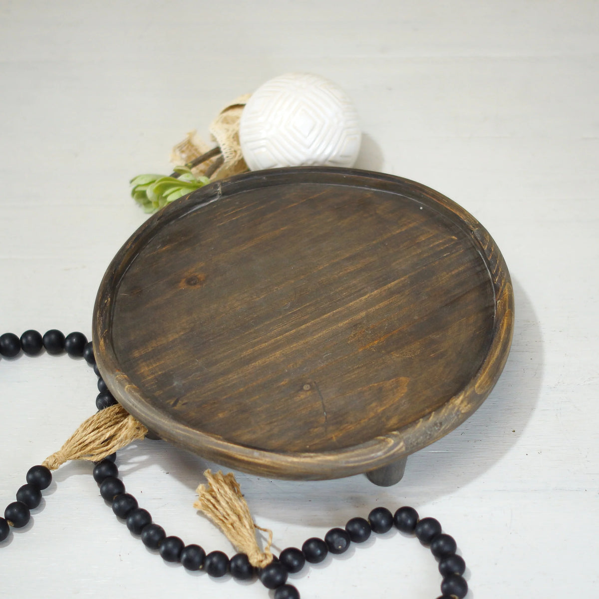 Rustic Wood Round Tray