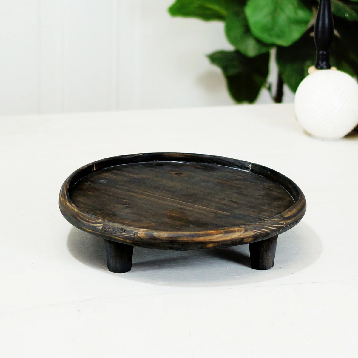 Rustic Wood Round Tray