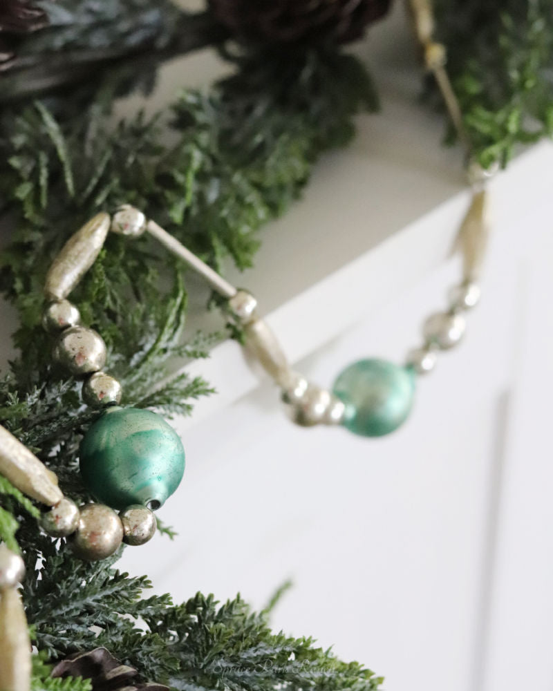 Sage Green Mercury Glass Bead Garland 72"