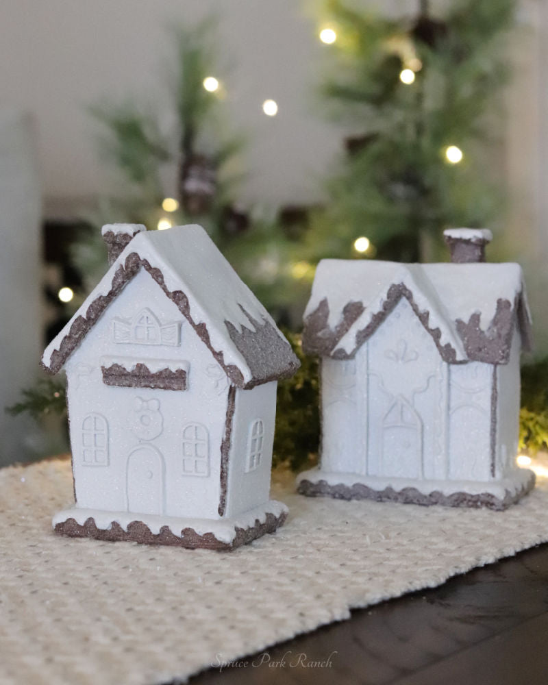 Glittered White Frosted Gingerbread House